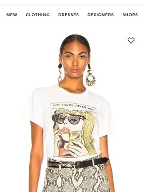Re/Done White Graphic Pop-Art Tee with Yellow Accents